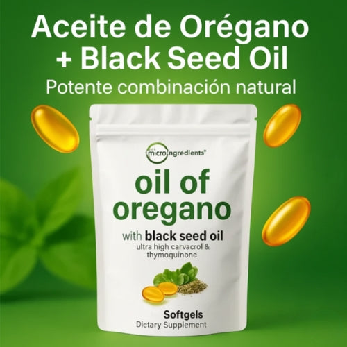Aceite de Orégano + Aceite de Semilla Negra | 60 Cápsulas